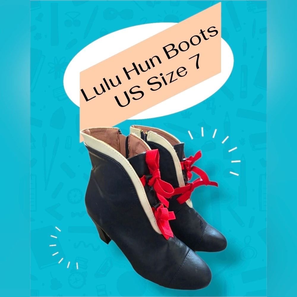 Black and Red Heeled Boots